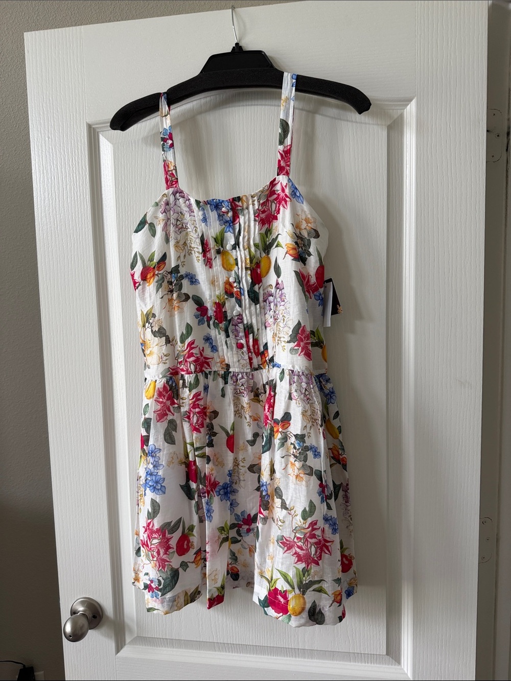 Taylor Dresses White Floral Sundress with Pink, Yellow & Blue Blooms